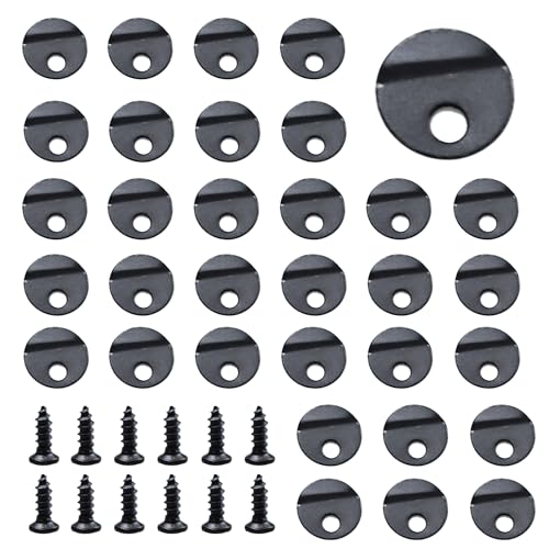 Image of 100Pcs Picture Frame Turn Button Fasteners with Screws, 12mm Round Metal Photo Frame Hardware Backing Clips for Hanging Pictures, Posters, Drawing Crafts - Black