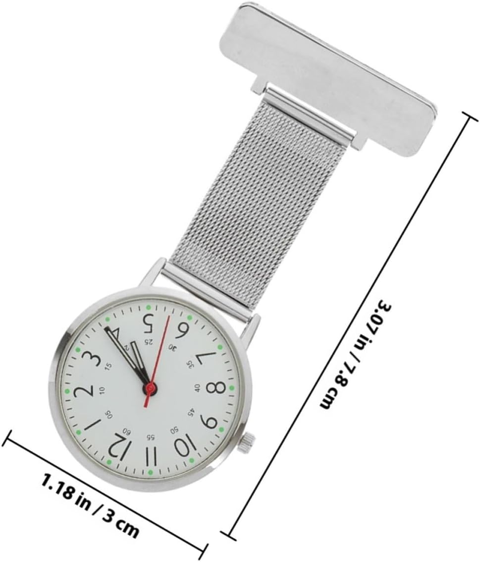 2pcs Nursing Fob Watch Metal Clip Watch for Nurses Silver