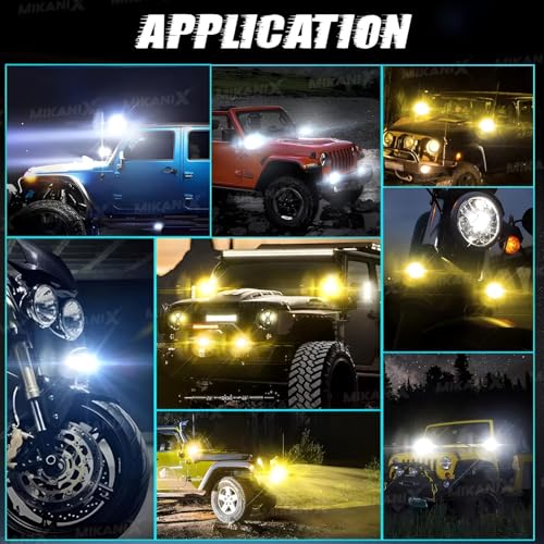 Image of 3 LED Super Bright Fog Light for Bike & Car, 40W Auxiliary Driving Lamp, 12V-80V Universal Waterproof fog lamp, 5 Modes (W, Y, R, Flasher), LED Spotlight with Mount Bracket - (Pack of 2)