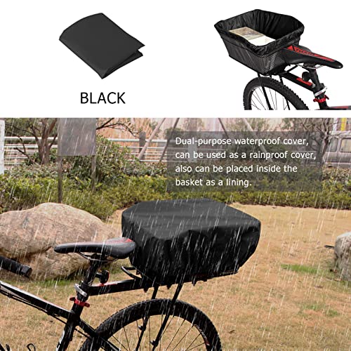 RAYMACE Rear Bike Basket with Waterproof Cover,Bicycle Cargo Rack Storage Basket Mount for Back Under Seat (Black Cover) - Thumbnail 4