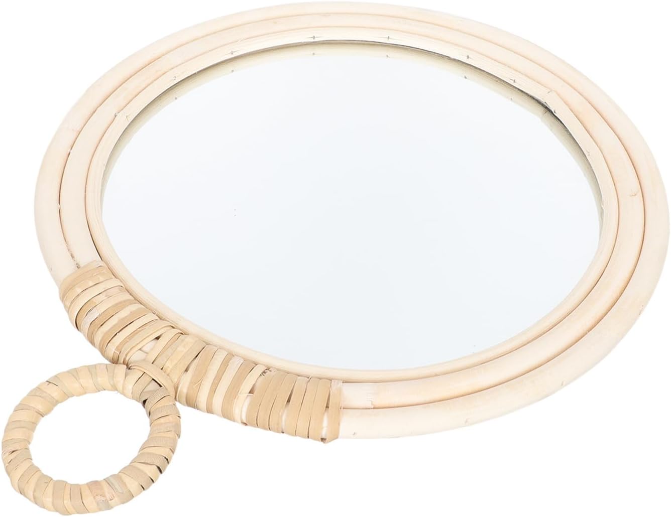 Sewroro Wicker Wall Mirror Small Nordic Style Decorative Hanging Mirror Handmade Rattan Braided for Bathroom Bedroom Wall Decor