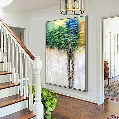 Peinture acrylique sur toile de l'Arbre de Vie, tableau paysage 3D peint à la main pour le salon