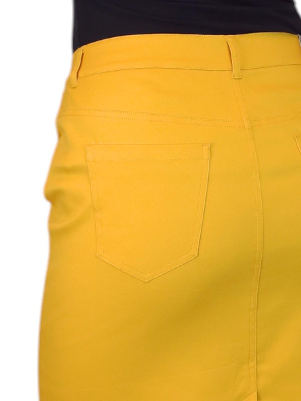 Falda De Lápiz Estilo Jeans Elásticos De Algodón Pesado para Mujer Casual 38-48
