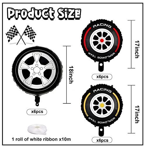 18Pcs Race Car Balloons Race Car Birthday Party Supplies Wheel Tire Balloons Cars Party Decorations For Boys Racing Themed Balloon Garland Arch Kit Hot Wheel Monster Truck Party Supplies Favor #TOP1