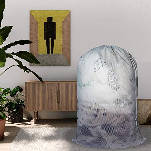 2 Pack Large Mesh Laundry Wash Bags(97x68cm), Travel White Net Laundry Bags, Machine Washable Sturdy Rip-Stop delicates Breathable Material with Handle for Kids Camp College