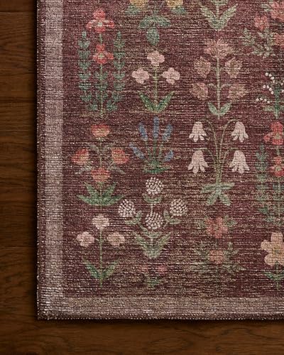 Image of Loloi Rifle Paper Co Edinburgh Merlot /Multi 10'-0 inch x 14'-0 inch Area Rug | EDN-03 Printed Approx. 10x14 Red Living room Dining room Bedroom, Rustic, Elegant, Muted, Refined, Area Rug