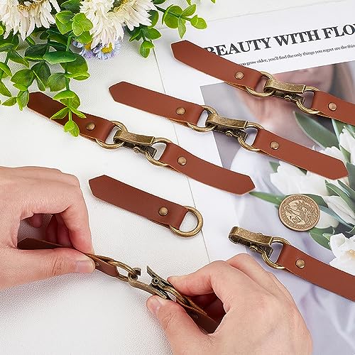 FINGERINSPIRE 6 Sets Leather Tab Closure Clip Holder Peru PU Leather Clip Buckle Toggles Sew on Leather Buckles with Clip Cardigan Clip Holder Clothing Hook Buckles for Poncho Cardigan Wrap Shawl - Image 3