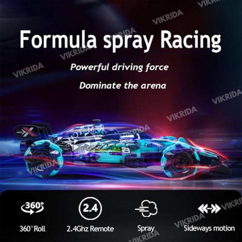 Image of VikriDA Remote Control Car, F1 RC Stunt Car 1:14 Scale 4WD 2.4GHz 360 Rotating RC Cars Toy for Kids with Spray Lights RC Drift Car Gifts Birthday Xmas for 6-12 Year Old - Multicolor