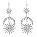 HSWE Star Burst Earrings Star and Moon Dangle Ear Hook Crystal Earrings Silver