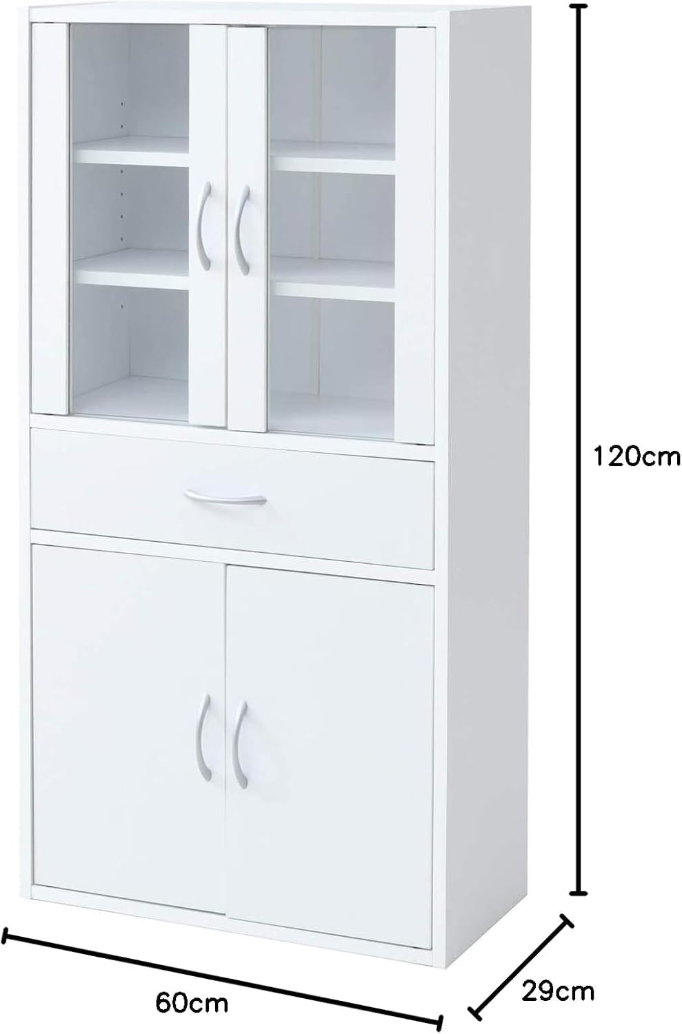 ホワイト木製食器棚 引き出し式 Amazon｜幅 60cm 木製食器棚 マグネット式扉付き 棚板可動 引き出し