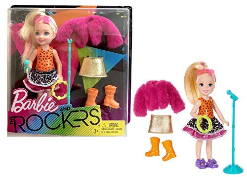 Pink Streaked Blonde Chelsea Doll, 5.5 inches tall with Tambourine and Fashion Accessories Playset ,2017 Edition, Complete with