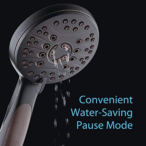 AquaSpa Pommeau de douche haute pression 6 réglages - Tuyau en acier inoxydable de 1,8 m - Poignée antidérapante - Finition bronze huilé – vue 7