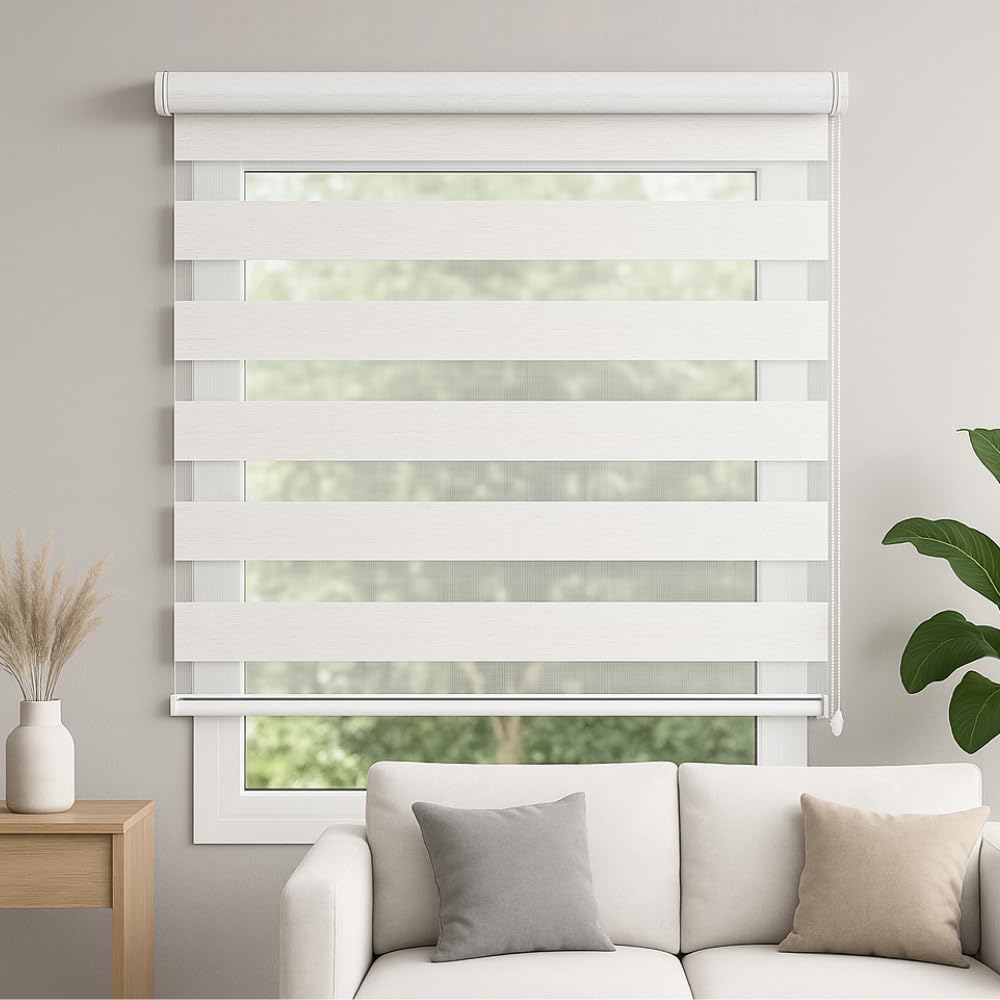 TENDE ARREDO TESSILE - Tenda a Rullo per Interni Predisposizione a Parete o Soffitto Made in Italy, con Catena a Comando Frizionata per Alzare-Abbassare (Night And Day, 120x300)
