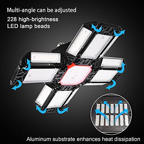 Hacevida E26/E27 Garage Ceiling Light, 228 LEDs 180W Deformable Led