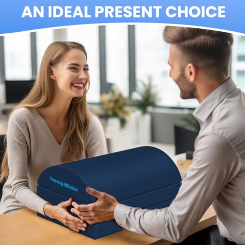 Image of TranquilRelax Foot Rest for Under Desk at Work, Gaming Accessories Foot Stool with 3 Adjustable Heights & Washable Cover, Comfortable Office Desk Accessories, Footrest for Office, Home and Car (Blue)