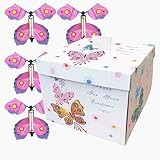 enxingo Schmetterlings Explosion Geschenkbox 15 * 14.8 * 12.5cm, Fliegende Schmetterlinge mit Box, Überraschung Geld Geschenkverpackung für Valentinstag, Weihnacht, Muttertag, Geburtstag(Weiß1)