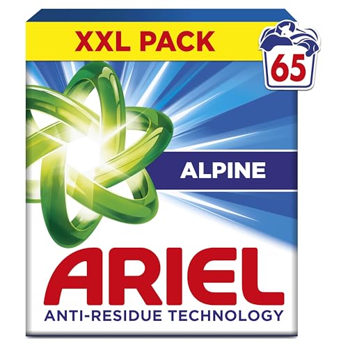 Ariel Lessive Poudre Dissolution Rapide 3.575kg, 65 Lavages, Alpine, Avec technologie anti-résidu, élimine les taches en 1 seul lavage