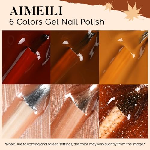 AIMEILI Brown Gel Nail Polish Set 6pcs, Hema Free, Cruelty Free, Vegan, Soak Off U V LED Nail Art Manicure Salon DIY for Women - Kit 97 by AIMEILI - Image 2