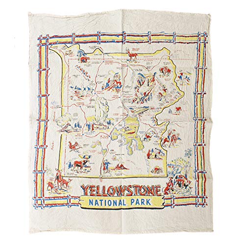 オールドマップクロース ”イエローストーン" 縦89×横71cm スーベニアクロス タペストリー