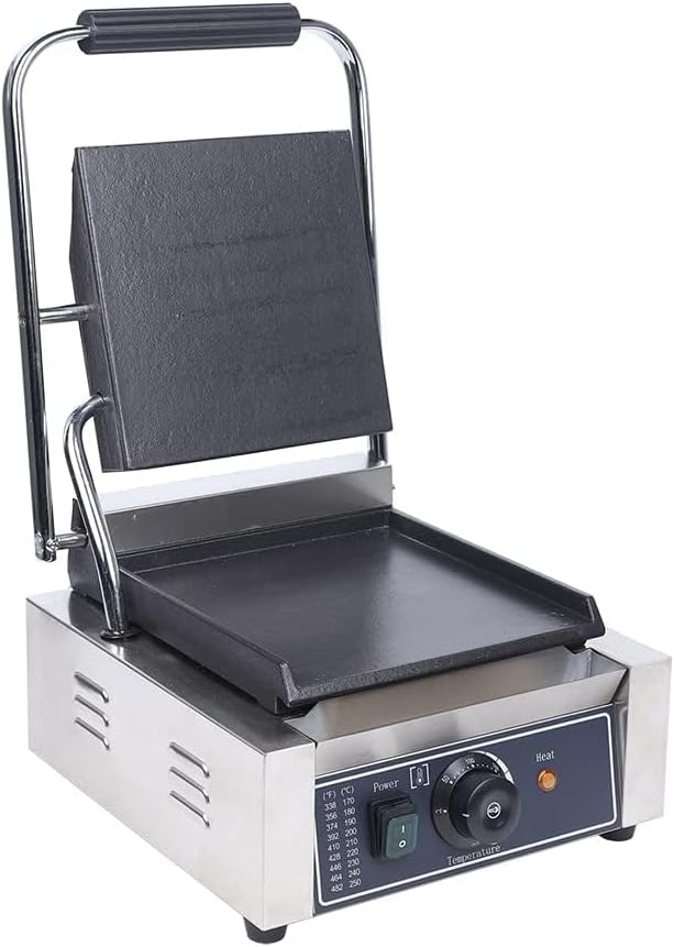Single Panini Press Sandwich Maker, 110V 3700W Electric Panini Press Grill Waffle Maker Smooth Flat Surface Sandwich Maker