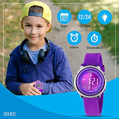 Kidstech Kids Digital Watch - Waterproof, 7-Color LED Backlight Digital Watch for Kids, Multifunctional Luminous Display Watch for Girls and Boys3