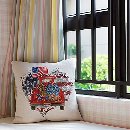 4Th Of July Decorations Pillow Covers, Memorial Day American Flag Stars Patriotic Throw Pillow Covers Love American And Gnomes Truck Pillows Independence Day Decor (18X18 Set Of 4) #TOP4