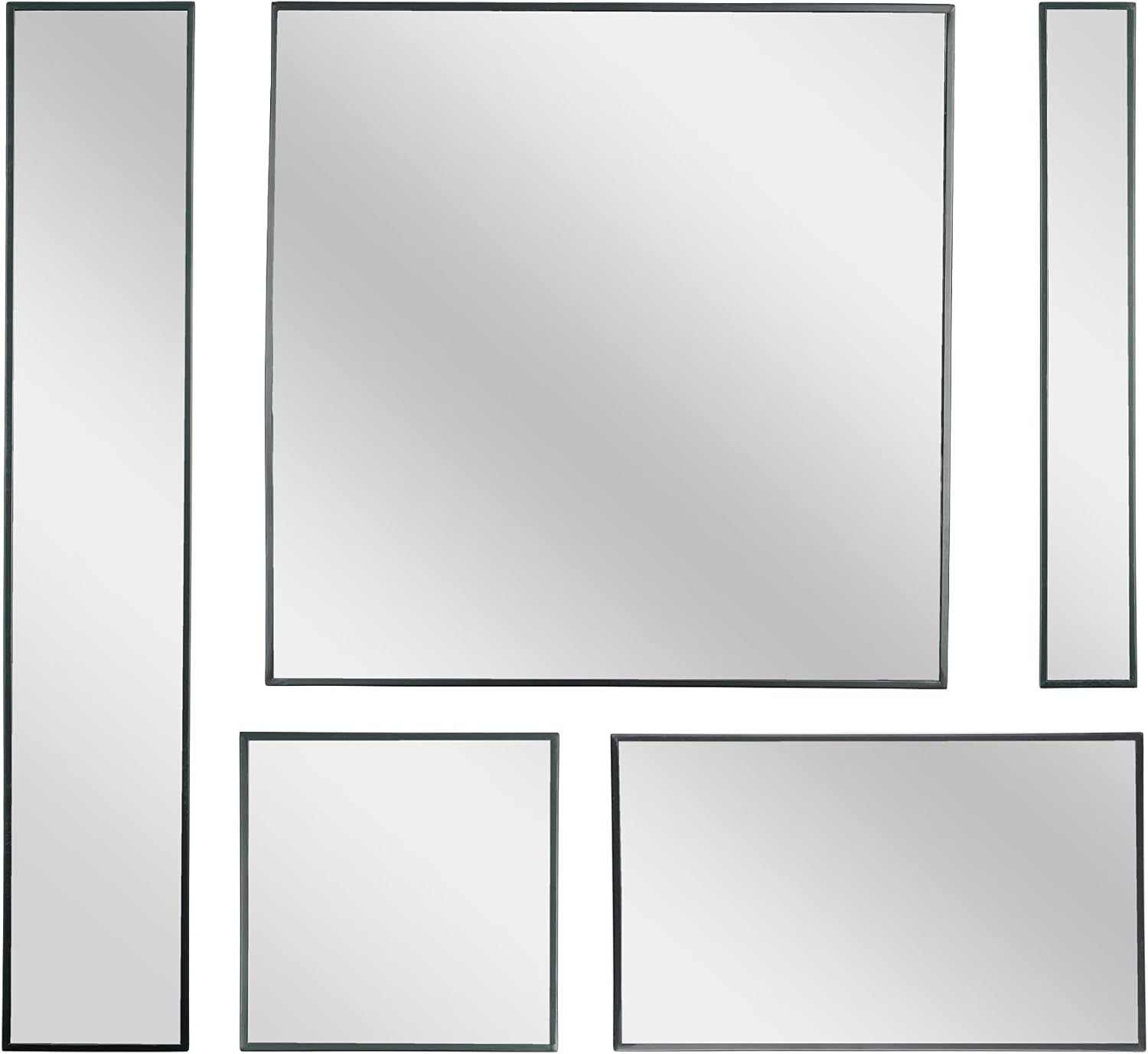 Head West Black Metal Framed 5 Piece Accent Mirror Variety Set - 29.5" x 29.5"