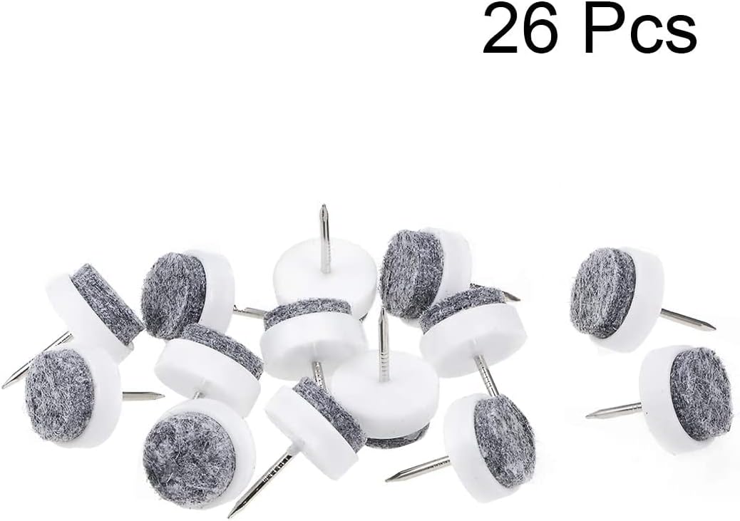 XYWHPGV Nail on Furniture Felt Glide Chair Table Leg Protector 17 mm Diameter White Pack of 26 (1a4f6 a1736 6364d 00488 75cf1 b826c