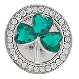St. Patrick's Day Snap Jewelry Shamrock Clover 18MM Green Irish Leprechaun Ginger Charm, For DIY Interchangeable, Customizable Jewelry Accessories (Heart Rhinestones)