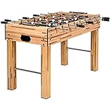 GYMAX 48' Foosball Table, Indoor Soccer Wood Game Table w/ 2 Balls, Competition Sized & Multi Person Table Soccer for Adults, Home, Game Room (Natural)