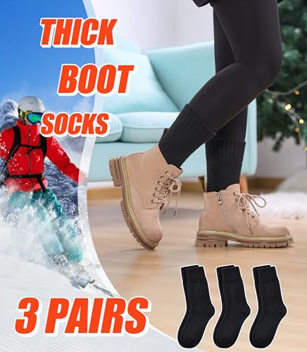 Image of 3 Pairs Thermal Boot Socks for Women Men Ski Thick Winter Warm Insulated Heated Socks for Extreme Cold Weather