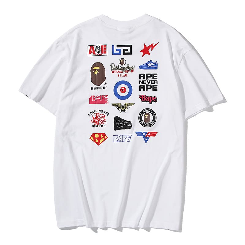 EXXE&OYYO Men's Shirt Camo Casual Tees Graphic Shark Ape Hip Hop Tees (white6,XL,X-Large)2