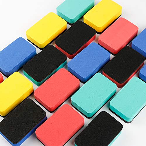 Dry Erase Erasers Rectangle Magnetic Whiteboard Chalkboard Cleansers Wiper For Classroom Office Home Use(4 Colors, 2.91 X 1.77 Inch),32 Pack #TOP2