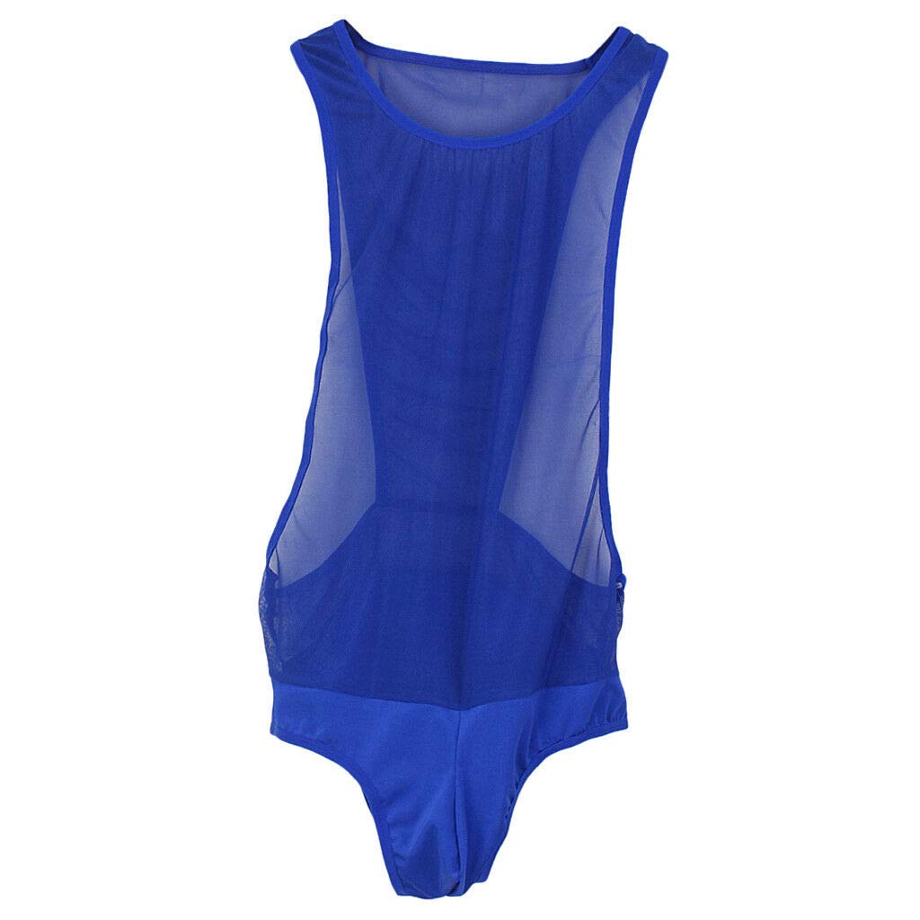 1x Men's Nightwear See-Through Bodysuit Underwear Lingerie Tights Sapphire-image-19