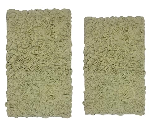 Home Weavers Bell Flower Collection 100% Baumwolle getuftete Badteppiche, extra weich und saugfähig, rutschfeste Badematten, maschinenwaschbar, Badematten für Badezimmerboden, 2-teiliges Set (M+L), – Bild 3