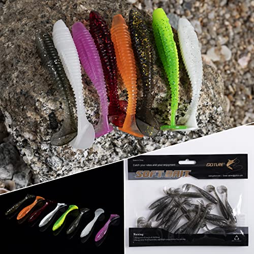 20Pcs Paddle Tail Fishing Swimbaits Soft Plastic Fishing Lures For Freshwater Saltwater Trout Crappie Bass Culter Lures 2.17In/2.56In/3.35In 18 Colors #TOP6