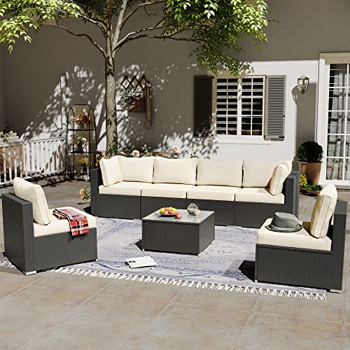 image for LAUSAINT HOME 7-Piece Patio Furniture Set, PE Rattan Outdoor Patio Fur