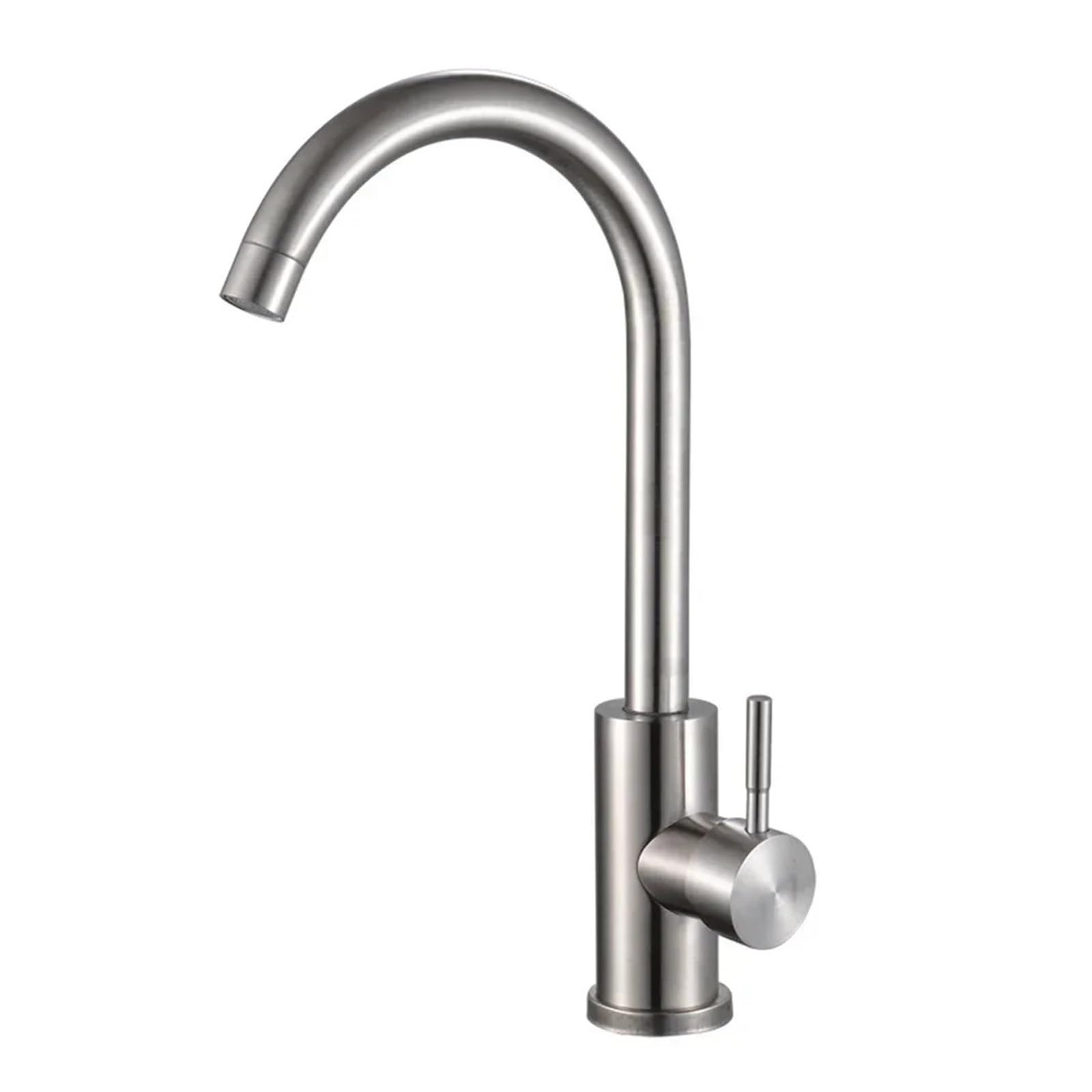 BNGDFDGH Kitchen Water Faucet 304 Stainless Steel Sink Faucets Cold and Hot Mixer Tap Bathroom Basin 360 ° Rotation Single Handle Taps(04 Stainless Steel)