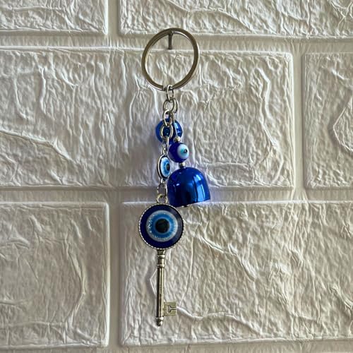 Image of GJ Premium Turkish Evil Eye Keychain for Car, Bike & Home | Nazar Protection Keychain, Good Luck Charm | Spiritual Metal Key chain for Men & Women