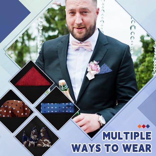 Image of 52 Pcs Pocket Squares for Men Soft Silk Handkerchiefs for Suit Accessories Wedding Business Banquet 9.06 x 9.06'', 52 Styles