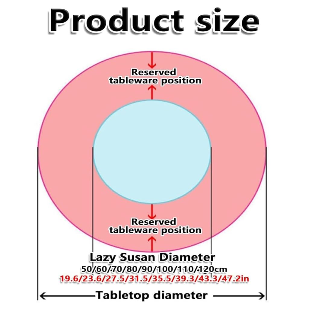 Lazy Susan - Vassoio rotondo da 60 cm, in vetro temperato, girevole, con cuscinetti silenziosi, perfetto per tavolo da pranzo e intrattenimento, elegante e funzionale