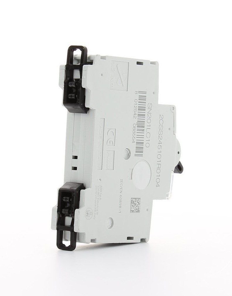 ABB Interruttore Automatico Magnetotermico 1P+N 4,5 Ka Curva C 1 Modulo Din SN201LC10 10 Ampere