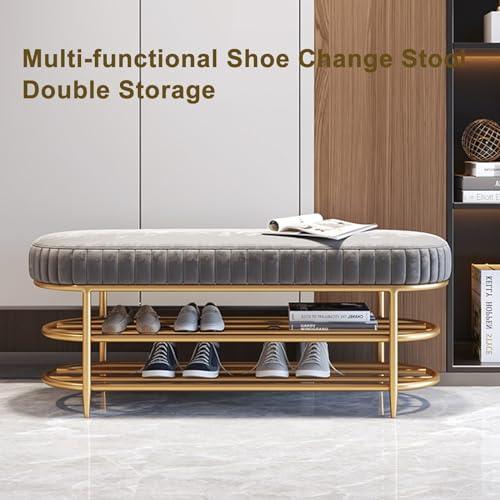 Repose-pieds ottoman moderne avec rangement de chaussures en métal de qualité