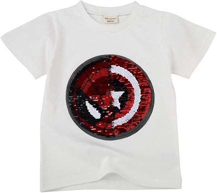 i pass Garçon Fille T-Shirt à Manches Courtes à Sequins Magiques