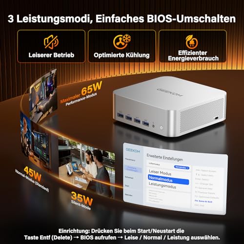 GEEKOM AI Mini PC A9 Max mit AMD Ryzen AI 9 HX 370(12C/24T, bis zu 5.1GHz), 32GB DDR5+ 1TB SSD, 2.5G Dual-LAN Mini Computer Windows 11 pro mit 2×USB4|HDMI2.1|Wi‑Fi 7&BT 5.4 für Alle Einsatzszenarien