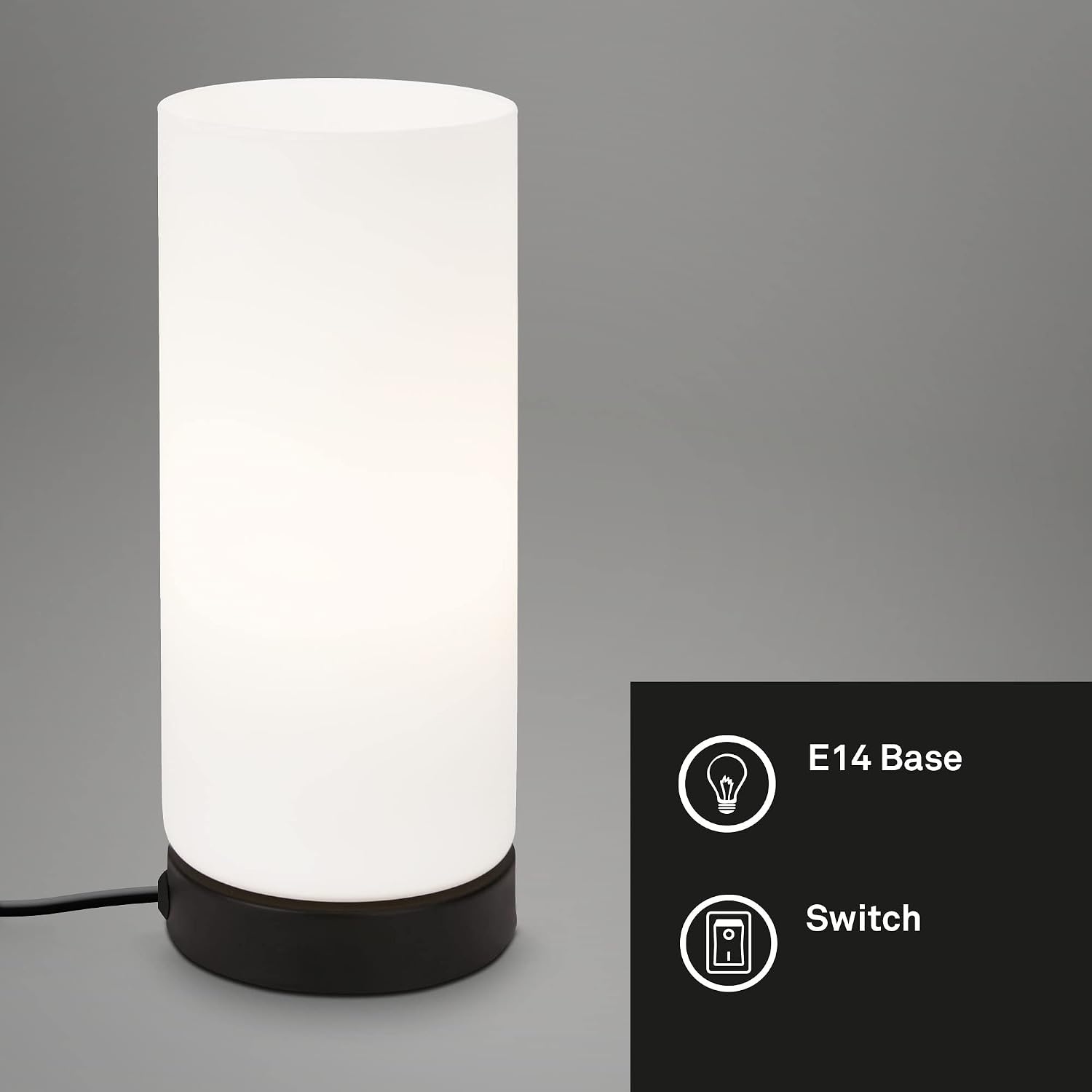 Briloner Leuchten Table Lamp with Cable Switch 1x E14 Max. 25 Watt White / Black 100 x 250 mm (DxH)