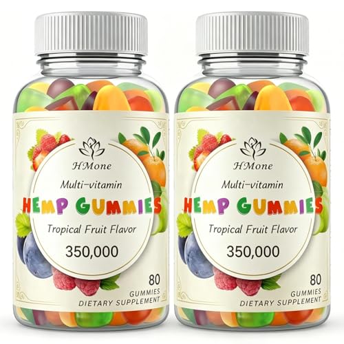 Hemp Gummies for Pain, Sleep, Anxiety - 2 Pack Extra Strengthen High Potency with Pure Natural Organic Hemp Oil Extract Vegan Edible Bear Candy - Non-GMO, Vegan, Low Sugar