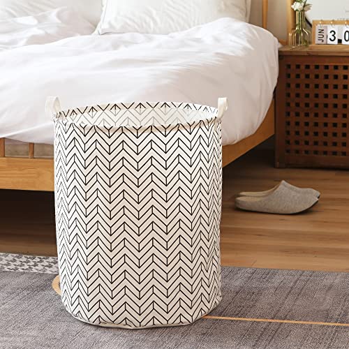 Sea Team Ramie Cotton Fabric Foldable Laundry Basket with Waterproof Coating Large Size 19.7 Inch Hessian Cylindrical Storage Basket with Stylish Arrow Black A Design - Image 3
