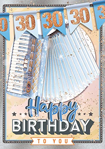 Tarjeta de cumpleaños XL de Bentino con función AKKORDEON. Con la tarjeta de felicitación Happy Birthday jugar, tarjeta de felicitación de la serie Great Cards, juego de DIN A4 con sobre, 30