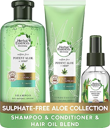 Herbal Essences Sulfate Free Shampoo and Conditioner Set, With Argan Oil for Dry & Curly Hair, Gifts for Women 380ml/275ml/100ml, Hair Care Hair Treatment